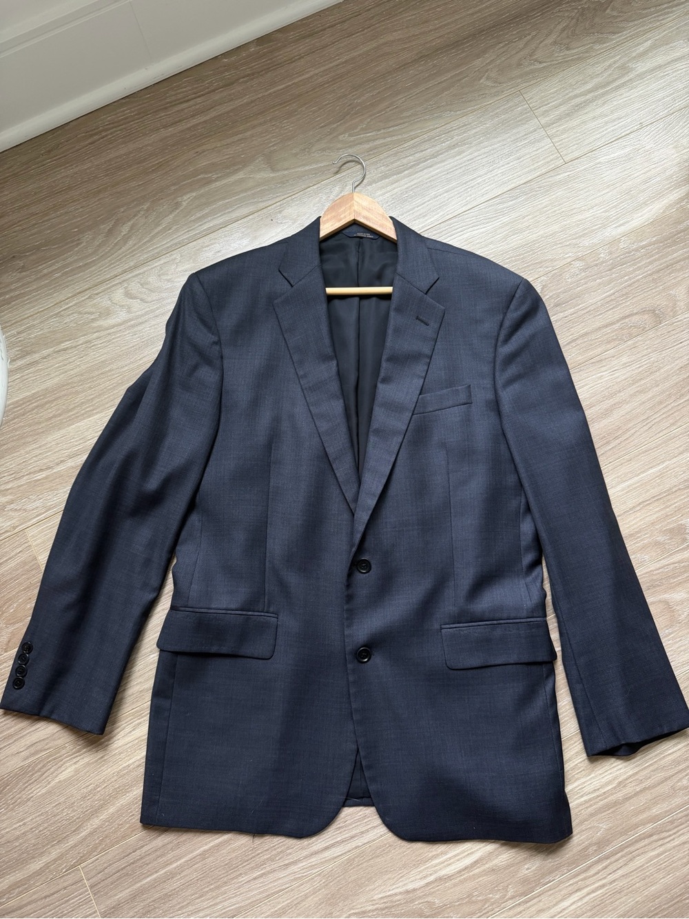 Brooks Brothers Men’s Blue Grey Suit Jacket Sz 42L 100% Wool Made in USA